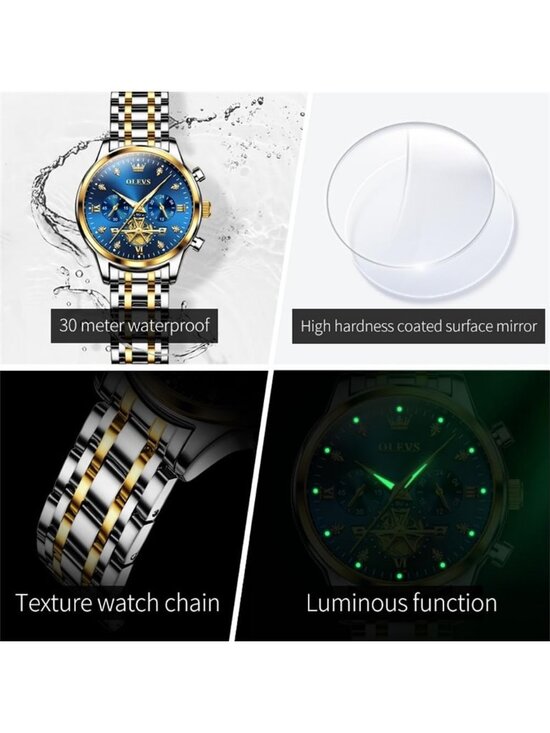 Women\'s Silver Blue Analog Quartz Stainless Steel Relog Mujer Waterproof Watch main image 4